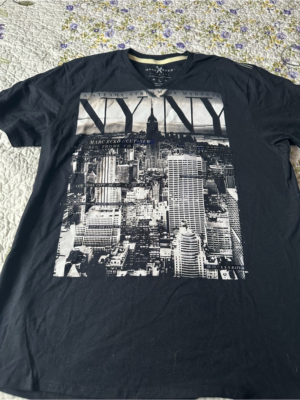 Marc Ecko Black Graphic NY Cityscape Tee